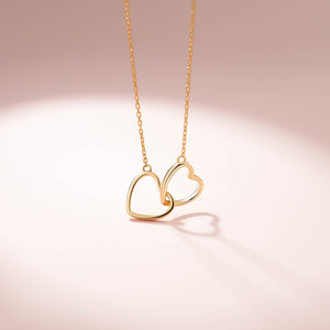 Love Heart Necklace for Women — 18K Gold Plated, Dainty Double Heart Pendant