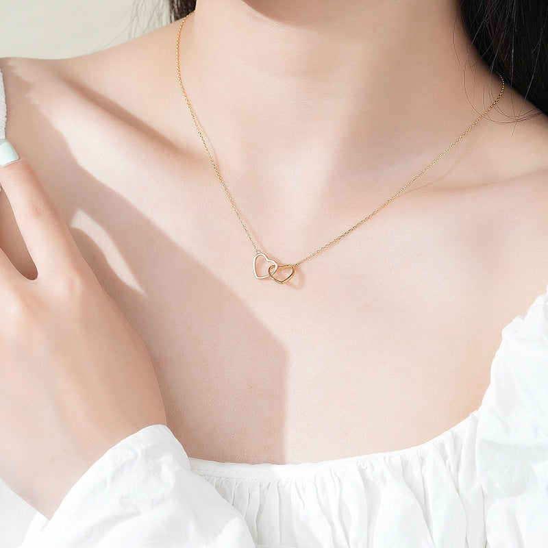 Double Love Heart: Dainty Gold Plated