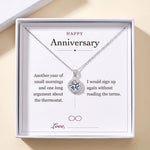 Load image into Gallery viewer, Happy Anniversary gift message card included free with the Round Halo Pendant Necklace, gift boxed

