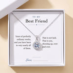 Load image into Gallery viewer, To My Best Friend gift message card included free with the Round Halo Pendant Necklace, gift boxed
