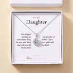 Load image into Gallery viewer, To My Daughter gift message card included free with the Round Halo Pendant Necklace, gift boxed
