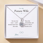 Load image into Gallery viewer, To My Future Wife gift message card included free with the Round Halo Pendant Necklace, gift boxed
