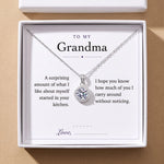 Load image into Gallery viewer, To My Grandma gift message card included free with the Round Halo Pendant Necklace, gift boxed
