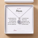 Load image into Gallery viewer, To My Mom gift message card included free with the Round Halo Pendant Necklace, gift boxed
