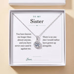 Load image into Gallery viewer, To My Sister gift message card included free with the Round Halo Pendant Necklace, gift boxed
