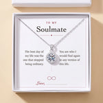 Load image into Gallery viewer, To My Soulmate gift message card included free with the Round Halo Pendant Necklace, gift boxed
