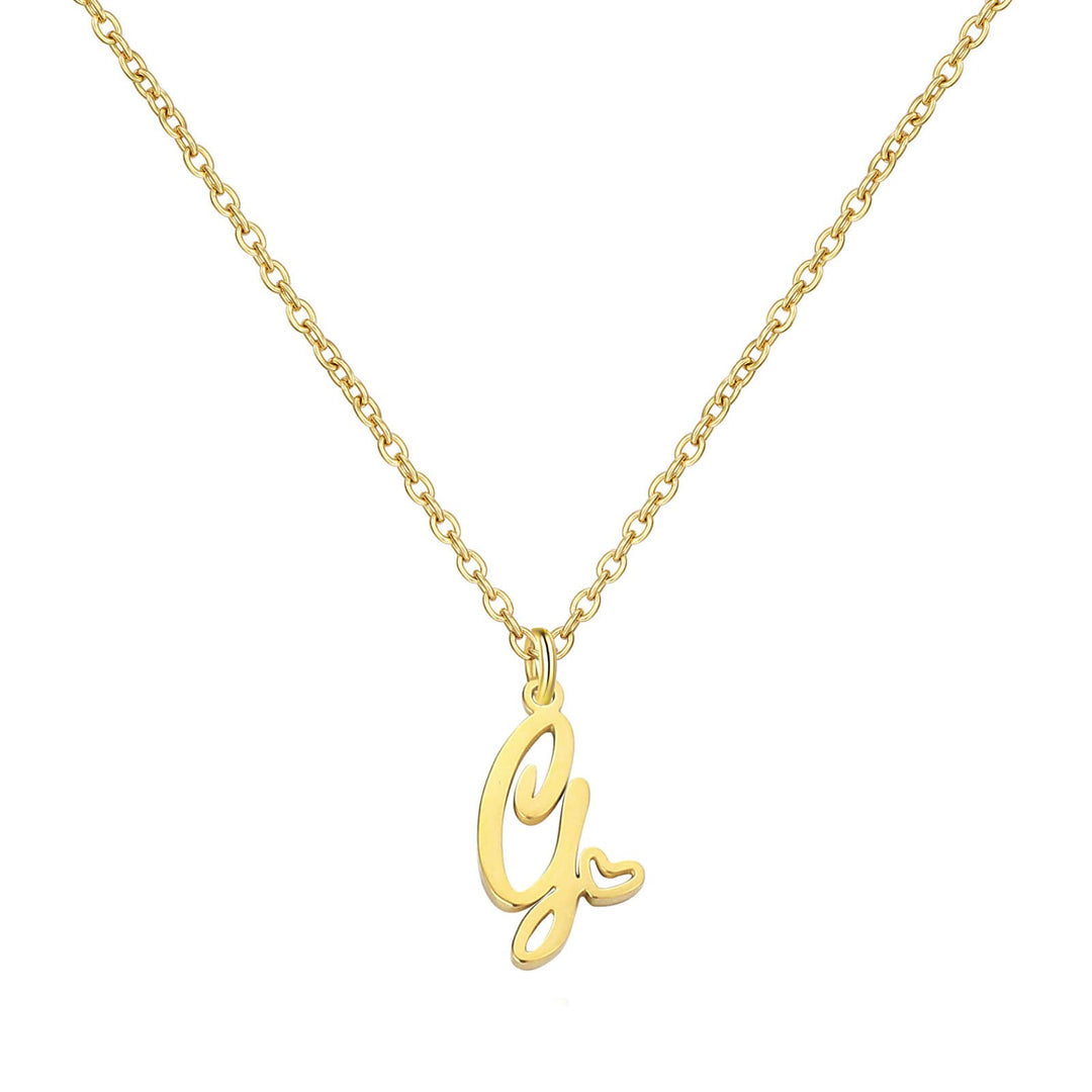 18K Gold Heart Initial Necklace