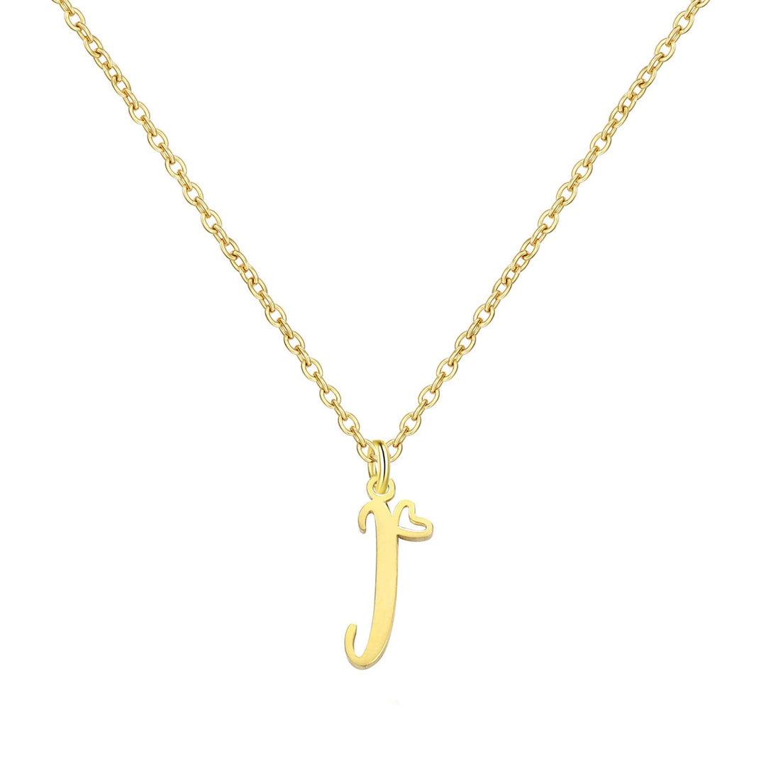 18K Gold Heart Initial Necklace