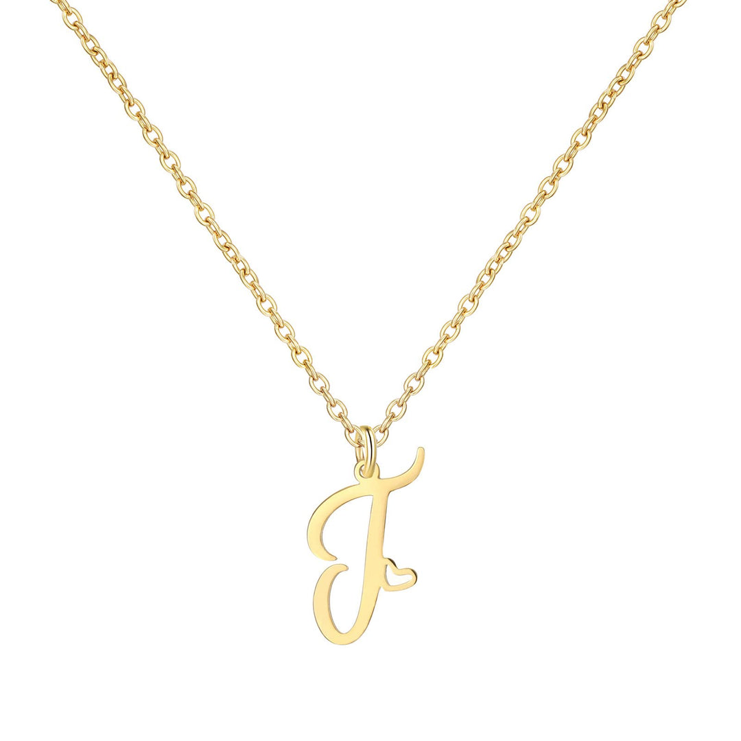 18K Gold Heart Initial Necklace