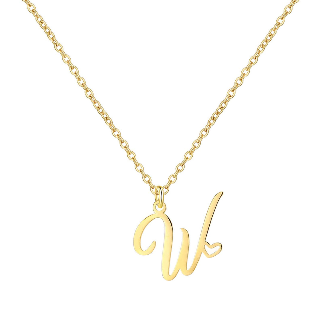 18K Gold Heart Initial Necklace