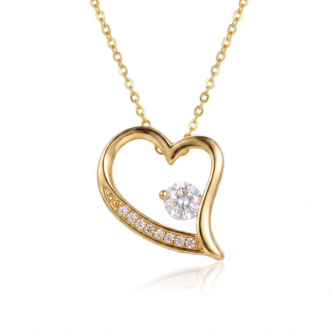 Soulmate Necklace — Forever Love open-heart pendant, 18K yellow-gold-tone finish, white background