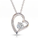 Load image into Gallery viewer, Soulmate Necklace — Forever Love open-heart pendant, white-gold-tone finish, white background
