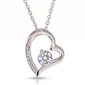 Soulmate Necklace — Forever Love open-heart pendant, white-gold-tone finish, white background