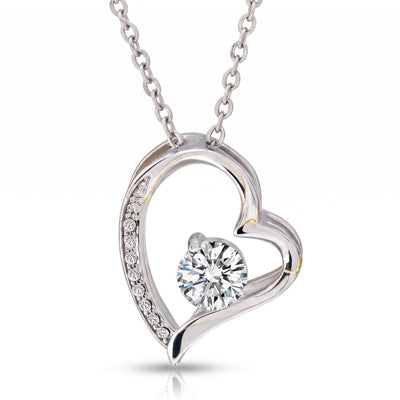 Soulmate Necklace — Forever Love open-heart pendant, white-gold-tone finish, white background