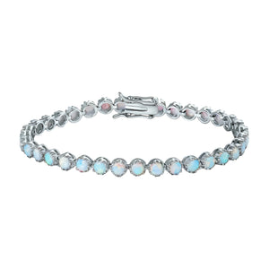 Rainbow Moonstone Tennis Bracelet for Women — Stainless Steel, Bezel Set, Gift Boxed with Message Card — no card selected