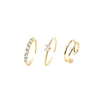 Load image into Gallery viewer, Stacking Rings Set in gold — round CZ, marquise CZ and open band stacking rings, 18K gold plated
