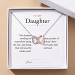 Lade Bild in die Galerieansicht, Interlocking Hearts Necklace gift box with To My Daughter message card
