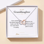Lade Bild in die Galerieansicht, Interlocking Hearts Necklace gift box with To My Granddaughter message card
