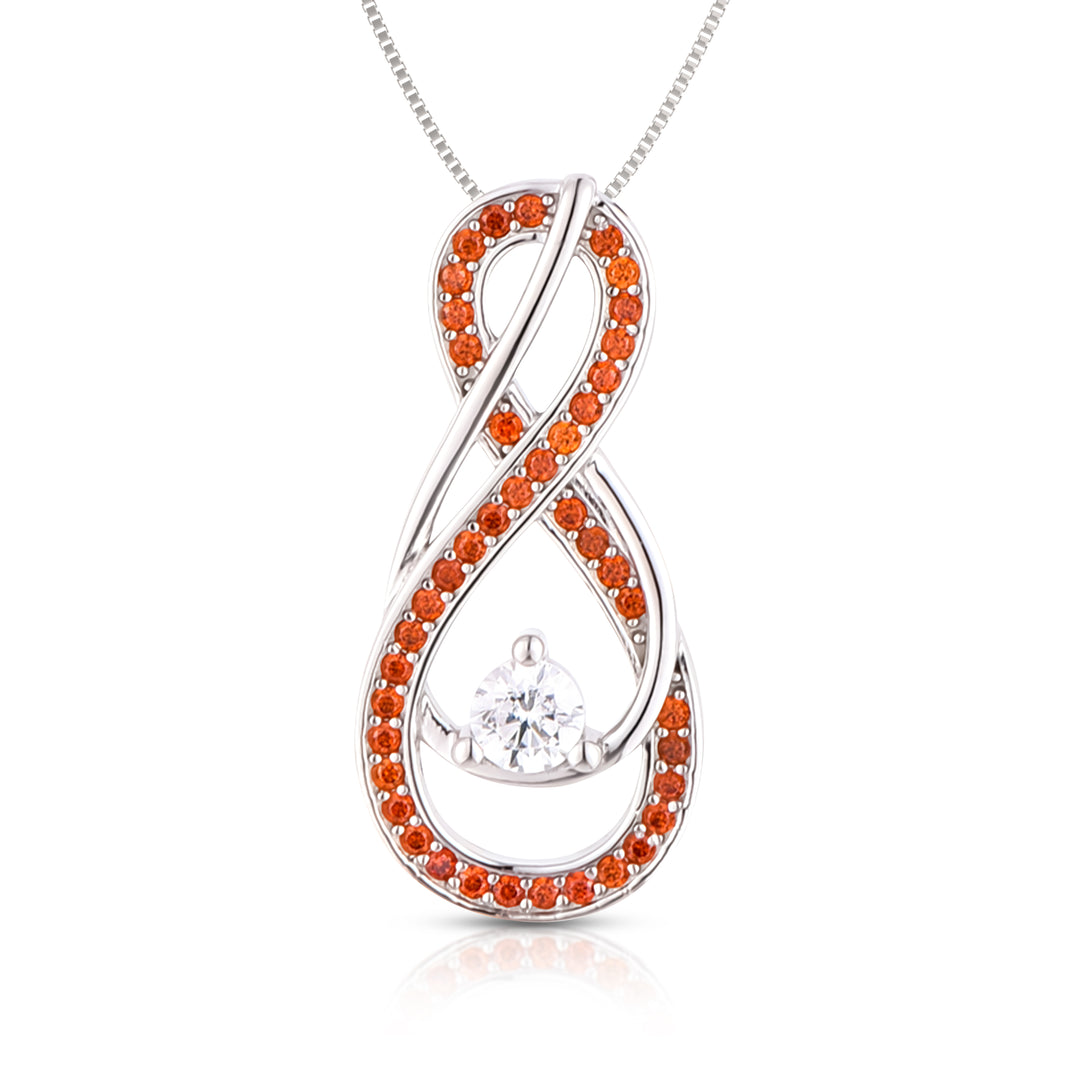Garnet Red Infinity Pendant Sterling Silver Necklace - Birthstone Jewelry