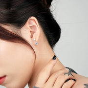 Shiny 925 Silver CZ Dangle Earrings for Women