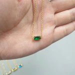 Load image into Gallery viewer, Dainty Baguette Birthstone CZ Charm Necklace