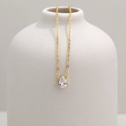 Crystal Teardrop Pendant Necklace for Women — CZ Diamond Drop, 925 Sterling Silver close up