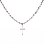 Load image into Gallery viewer, Men's cross necklace on an adjustable Cuban link chain in 316L stainless steel
