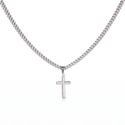 Men's cross necklace on an adjustable Cuban link chain in 316L stainless steel