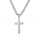 Load image into Gallery viewer, Men's cross necklace on an adjustable Cuban link chain in 316L stainless steel
