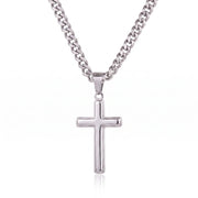 Men's cross necklace on an adjustable Cuban link chain in 316L stainless steel