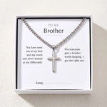 Load image into Gallery viewer, Men's cross necklace in a gift box with the To My Brother message card
