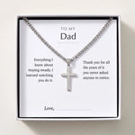 Load image into Gallery viewer, Men's cross necklace in a gift box with a printed To My Dad message card

