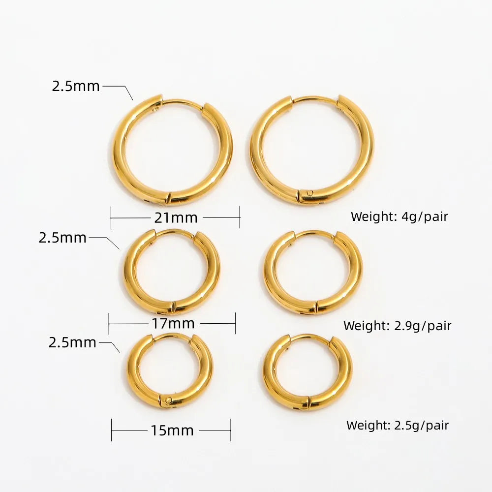 Trendy 18K Gold Plated Huggie Hoop Earrings - 2.5MM Thickness