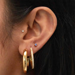 Load image into Gallery viewer, 18K Gold Plated 925 Silver Birthstone Stud Earrings - Mini Colored Zircon
