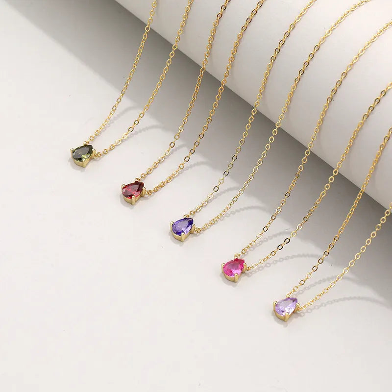 Ruby Water Drop Pendant Necklace