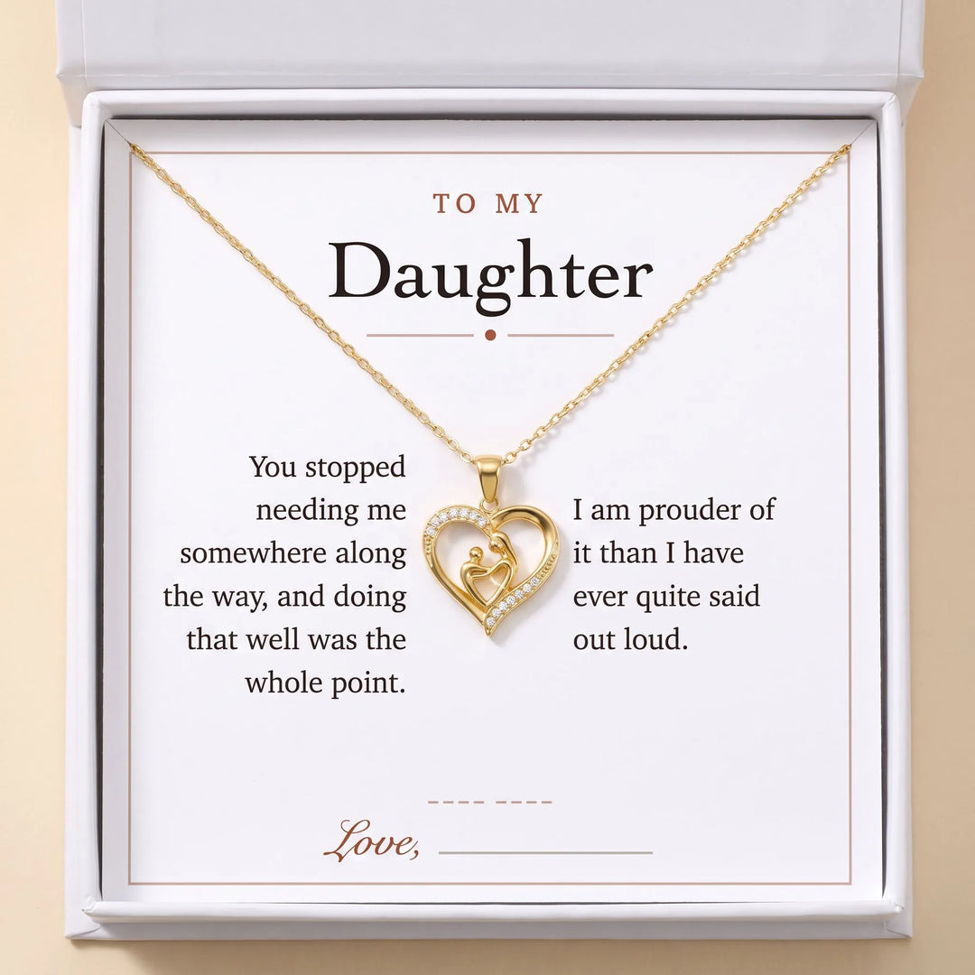 Mom Heart Necklace gift box with To My Daughter message card