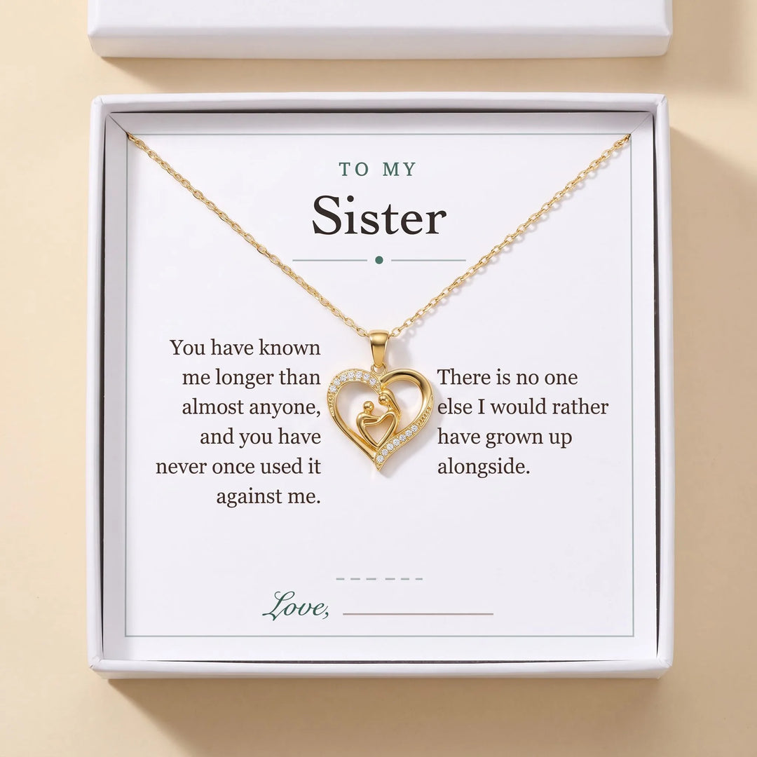 Mom Heart Necklace gift box with To My Sister message card