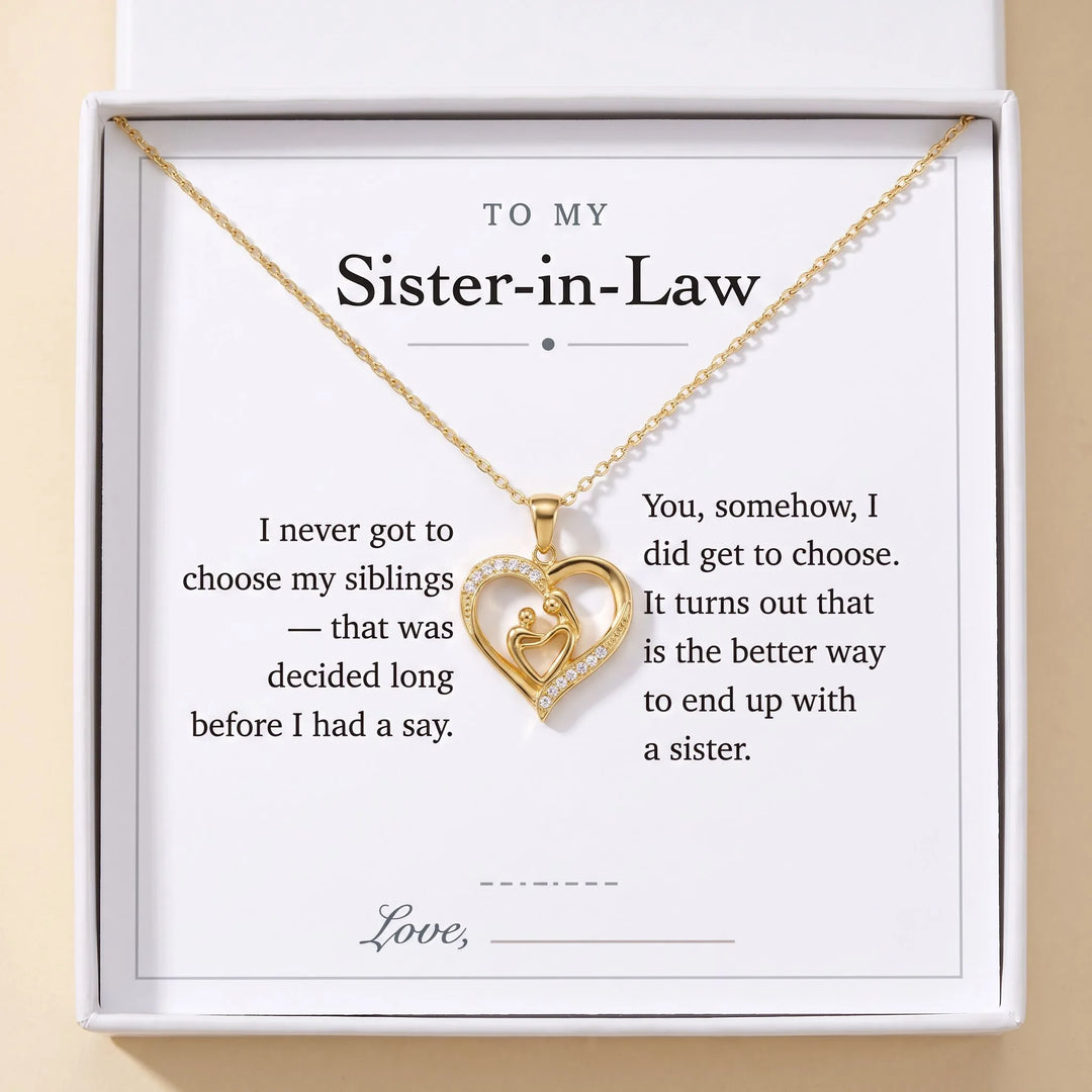 Mom Heart Necklace gift box with To My Sister-in-Law message card