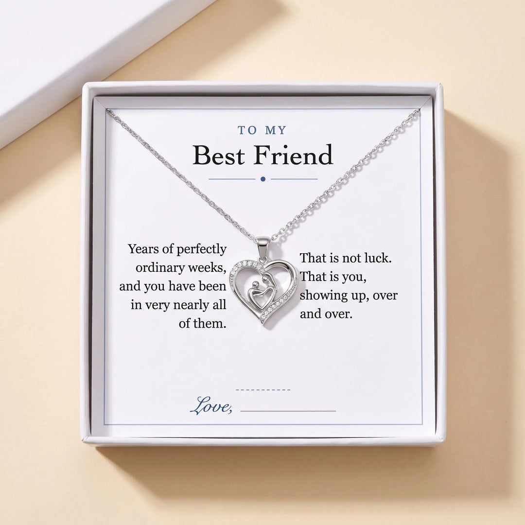 Mom Heart Necklace gift box with To My Best Friend message card