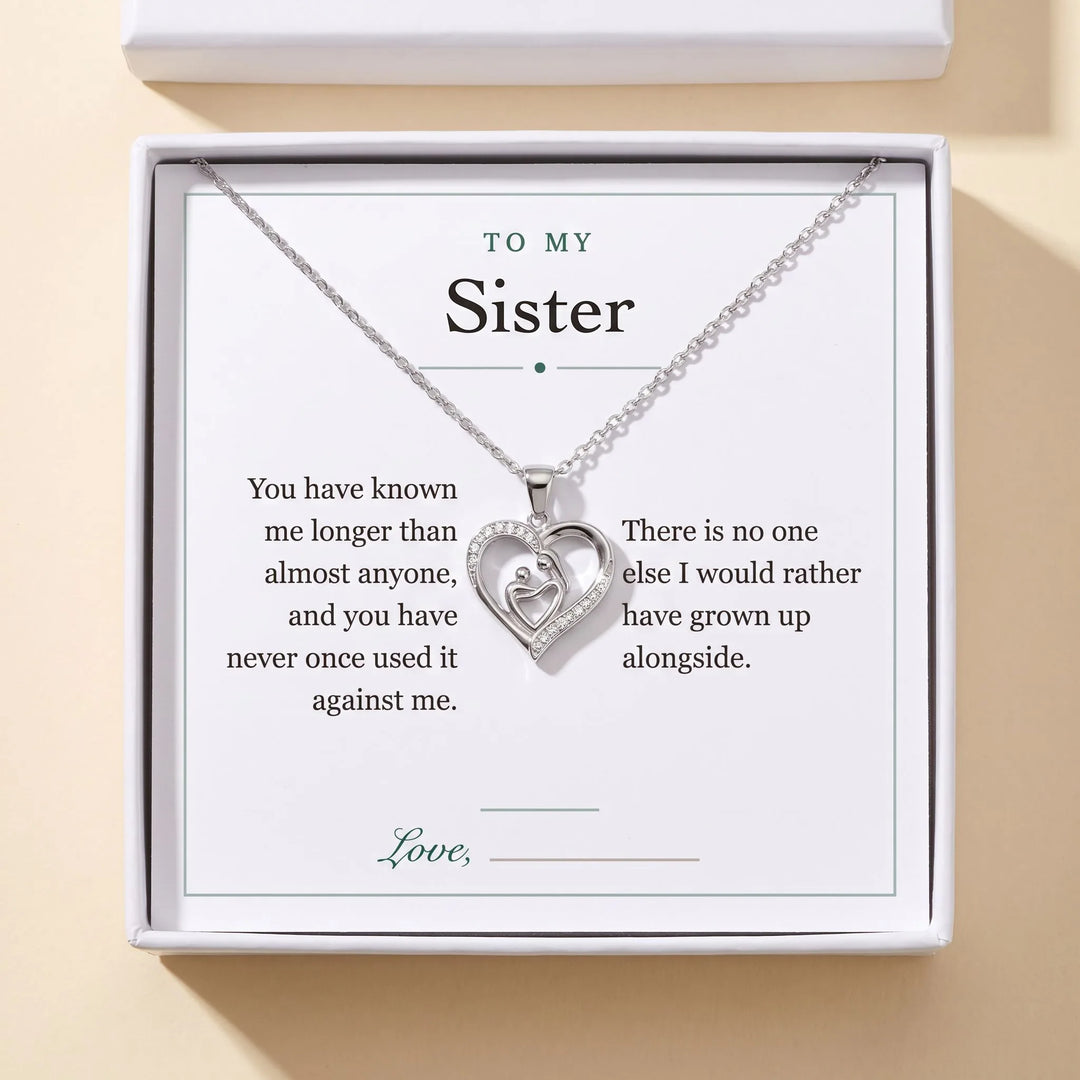 Mom Heart Necklace gift box with To My Sister message card