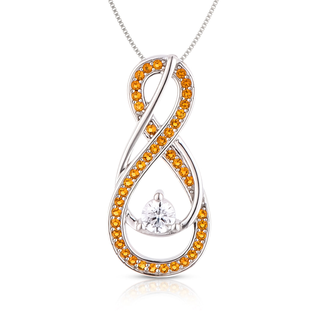 Birthstone Necklace: Topaz Yellow, Sterling Silver