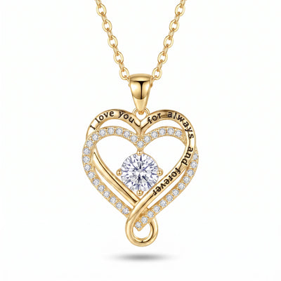 Love Knot Heart Necklace — 18K gold-tone, white background