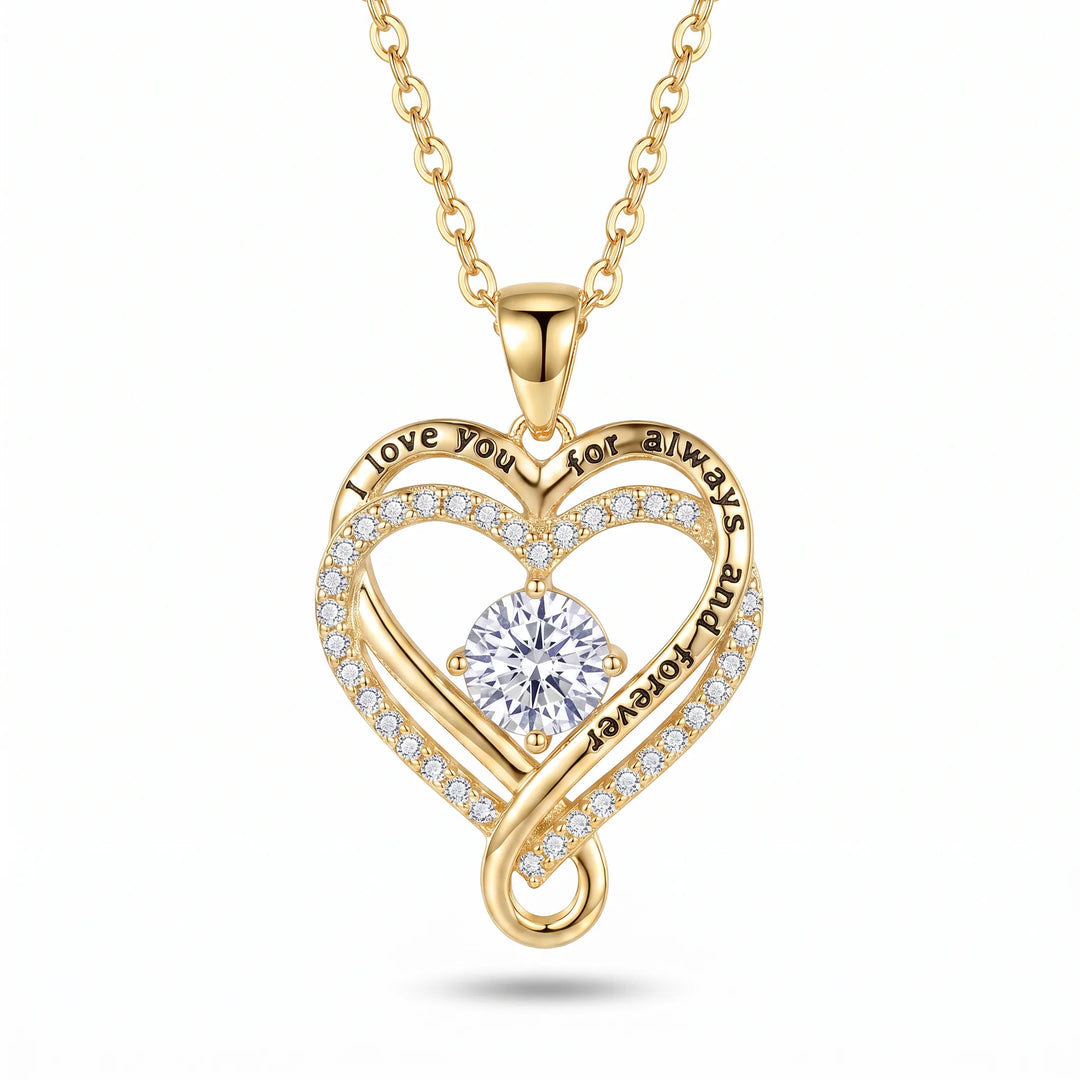 Love Knot Heart Necklace — 18K gold-tone, white background