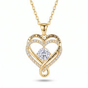 Love Knot Heart Necklace — 18K gold-tone, white background