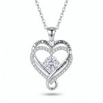 Load image into Gallery viewer, Love Knot Heart Necklace — silver-tone, white background

