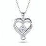 Love Knot Heart Necklace — silver-tone, white background