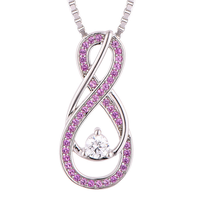 Pink Tourmaline Necklace with Infinity Symbol in Sterling Silver