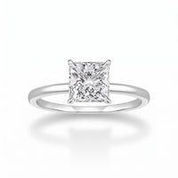 Princess Cut CZ Engagement Ring — 925 Sterling Silver, Square CZ Solitaire