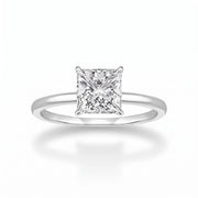 Princess Cut CZ Engagement Ring — 925 Sterling Silver, Square CZ Solitaire