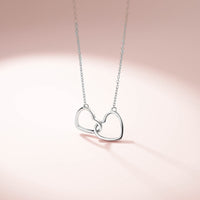 Double Love Heart Necklace for Women — 925 Sterling Silver, Layered Heart Pendant
